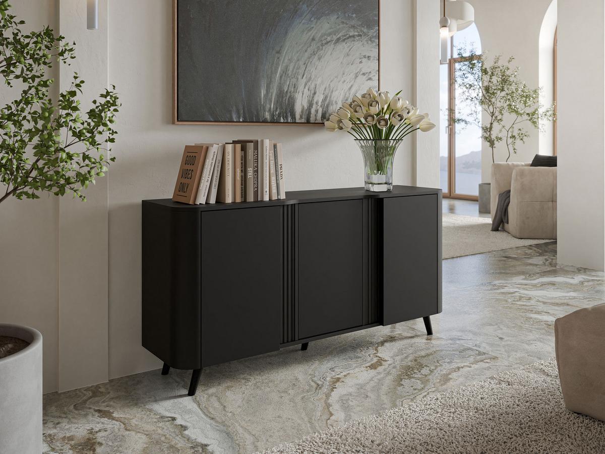 KOMMODE Volare 150 3D - Schwarz, Holzwerkstoff/Kunststoff (151/76/39cm) - MIRJAN24
