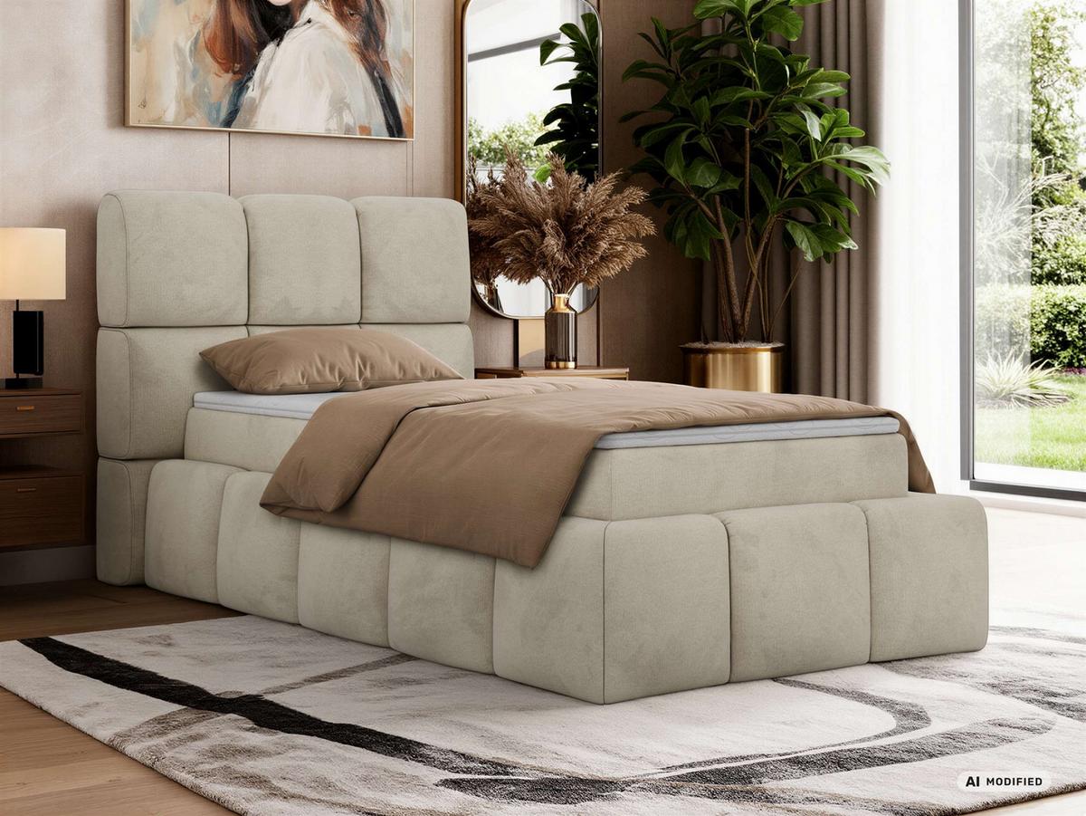 BOXBETT NIRA 90/200 - Beige Velvet - Topper T25 - H3 - Beige/Schwarz, Kunststoff/Textil (90/200cm) - MKS