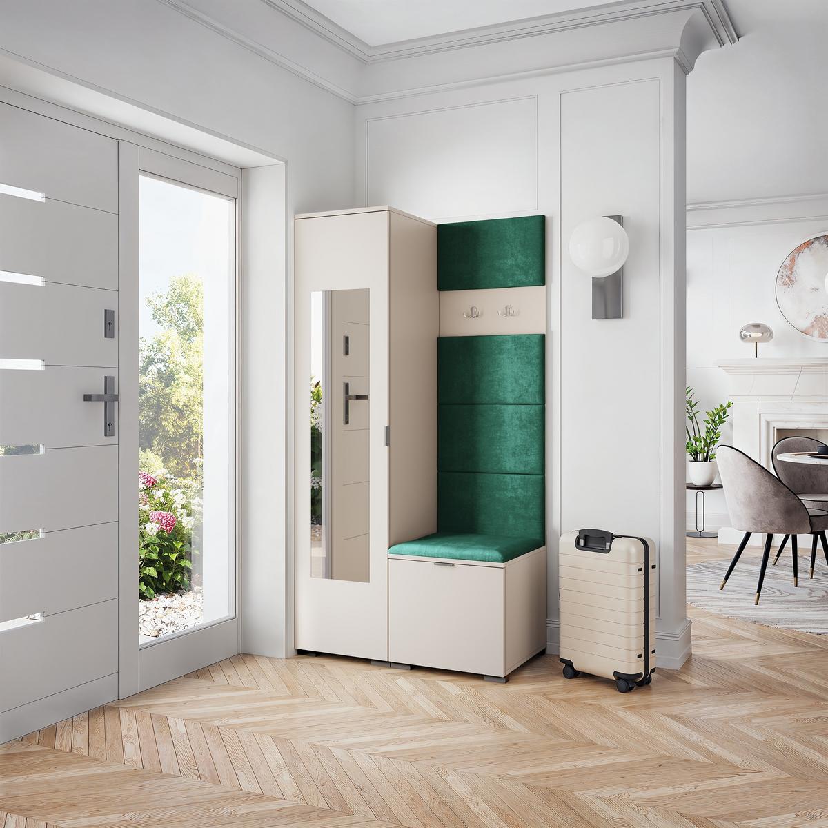 GARDEROBENSCHRANK VIRA 95/181/51 cm Modern Garderobe-Set Kaschmir - Kaschmir/Grün, Holzwerkstoff (95/181/51cm) - MASSENO