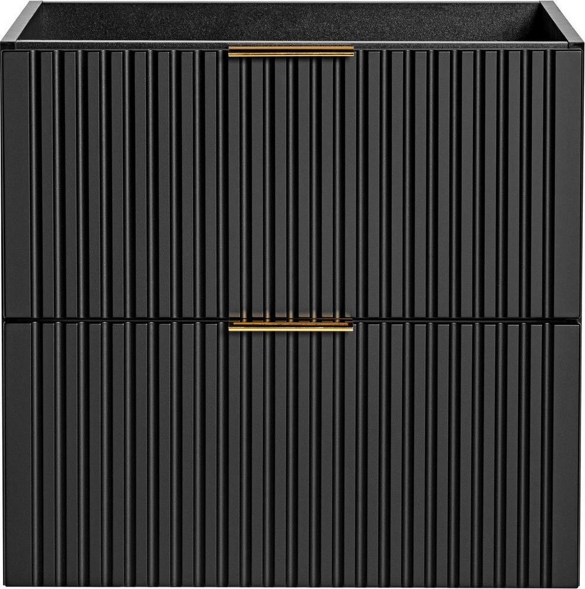 WASCHBECKENUNTERSCHRANK Niva hängend mit Rillenfronten in Schwarz, 60/57/46 cm - Multicolor/Schwarz, Holzwerkstoff/Kunststoff (60/57/46cm) - WFL GROUP