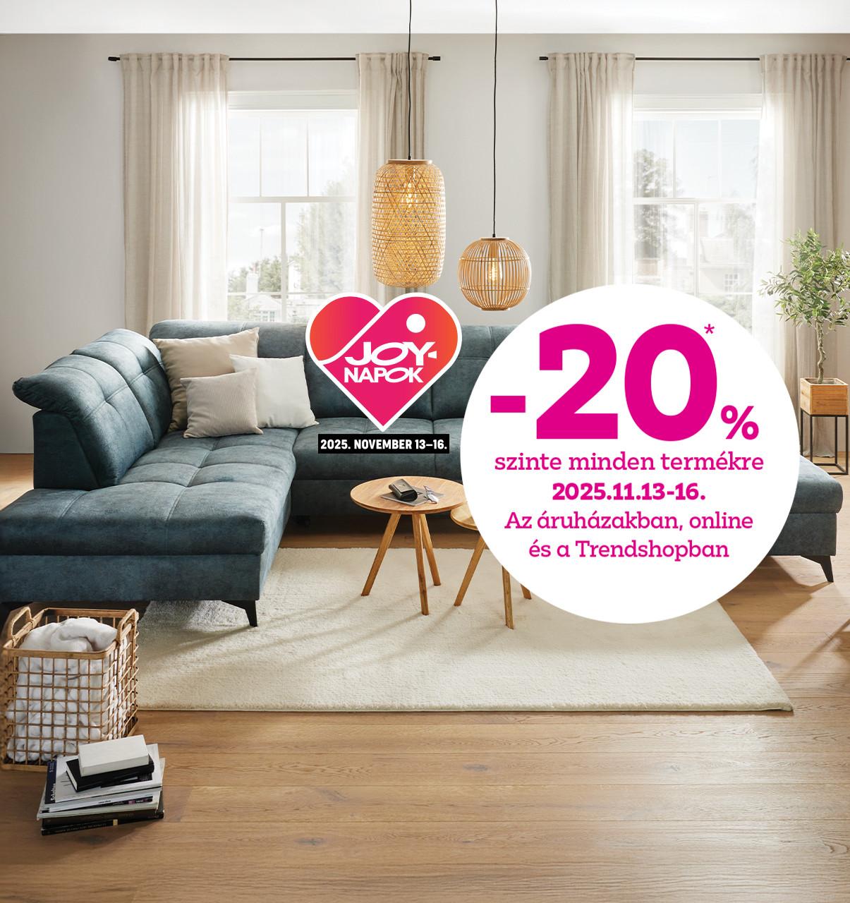 JOY-napok a mömaxban! -20% szinte minden termékre 2025.11.13-16. között az áruházakban, online és a Trendshopban!