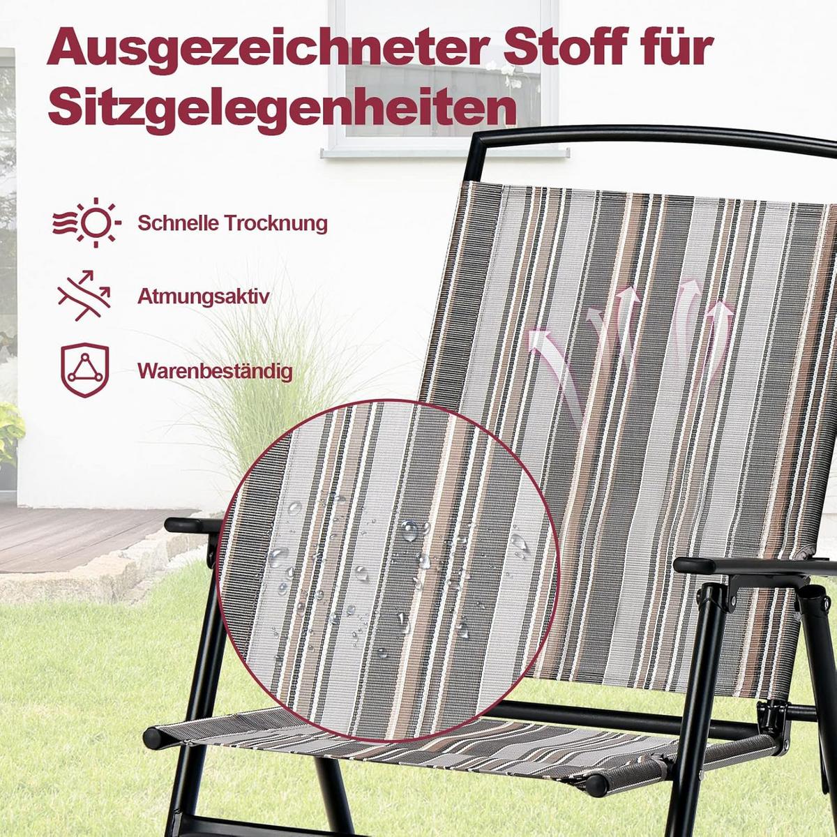KLAPPSTUHL Grau (2er-Set) - Grau, Metall (61.5/92/51cm) - COSTWAY