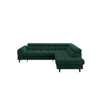 ECKSOFA mit Schlaffunktion Ottomane Rechts LUMA-L 272x203x70 Grün Velours - Waldgrün/Schwarz, Holzwerkstoff/Kunststoff (203/272cm) - ALTDECOR