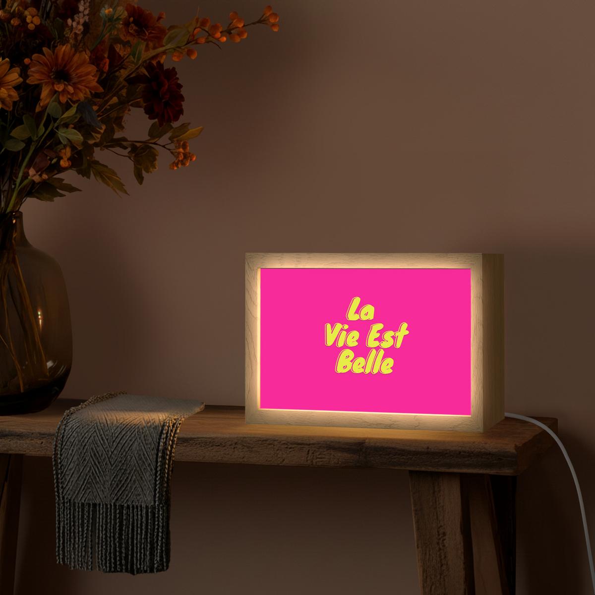 WANDLEUCHTE Zitat - Retro - Rosa 30x20 cm - Pink, Holzwerkstoff (30/20/8cm) - OnlyWow
