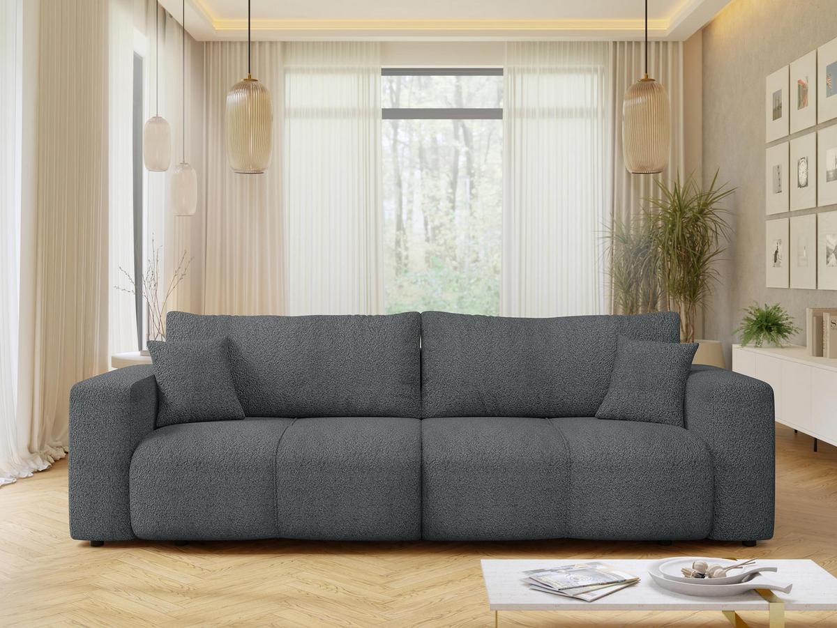 SCHLAFSOFA Furyn Boucle - Dunkelgrau/Schwarz, Holzwerkstoff/Kunststoff (248/82/92cm) - MIRJAN24
