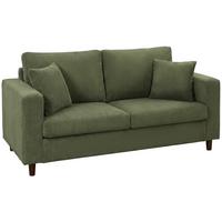2-SITZER-SOFA Cord 100 Polyester Kautschukholz Grün - Naturfarben/Grün, Holz/Textil (80/82/170cm) - HOMCOM