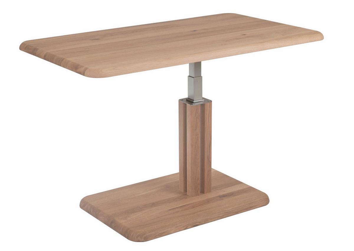 COUCHTISCH höhenverstellbar Ciel 100x49x60 Massivholz Wildeiche Bianco - Wildeiche, Holz (100/60/60cm) - 58aufmkessel