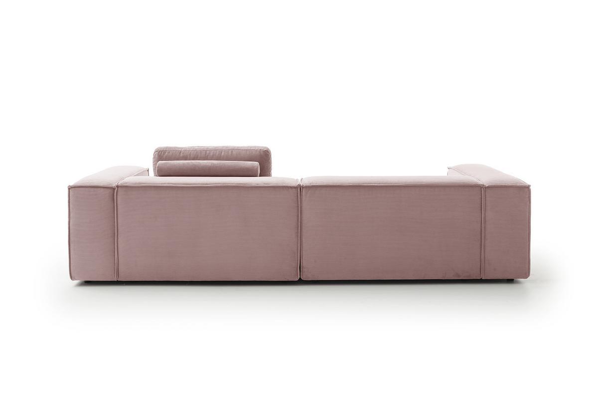 SOFA CARMO Pink Cord - Pink/Schwarz, Kunststoff/Textil (306/68/118cm) - KAWOLA