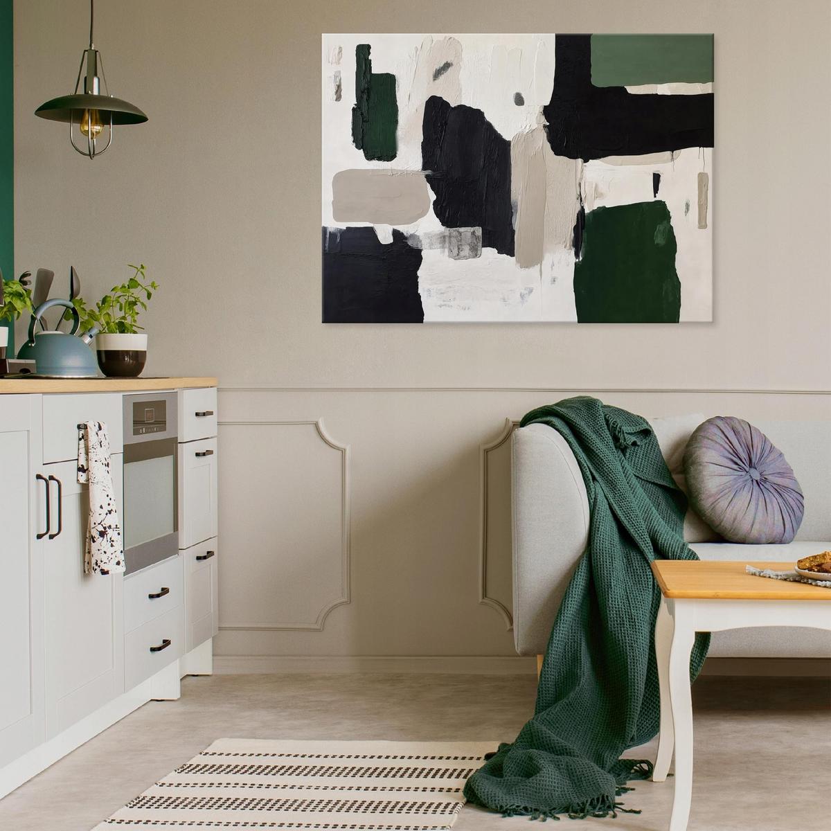 LEINWANDBILD Abstrakt Morceau Schwarz 100x70 cm - Multicolor, Holzwerkstoff (100/70cm) - Wallarena