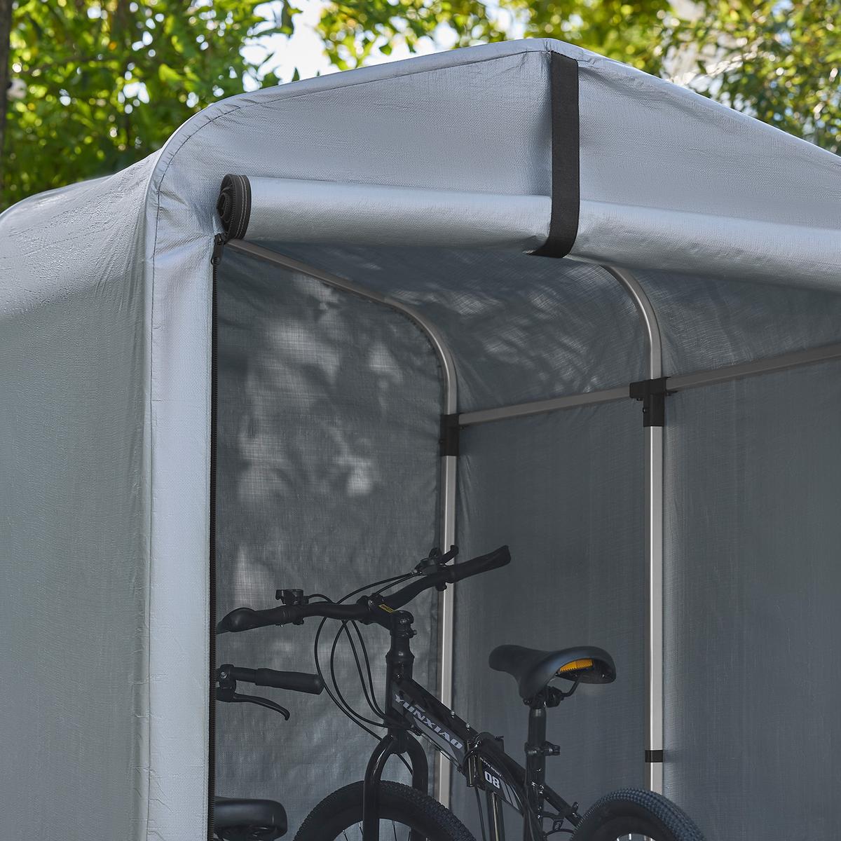 FAHRRADGARAGE wetterfest für 1-2 Fahrräder, 120x163x176cm, Silber-Eisen - Hellgrau, Metall (120/163/176cm) - SoBuy