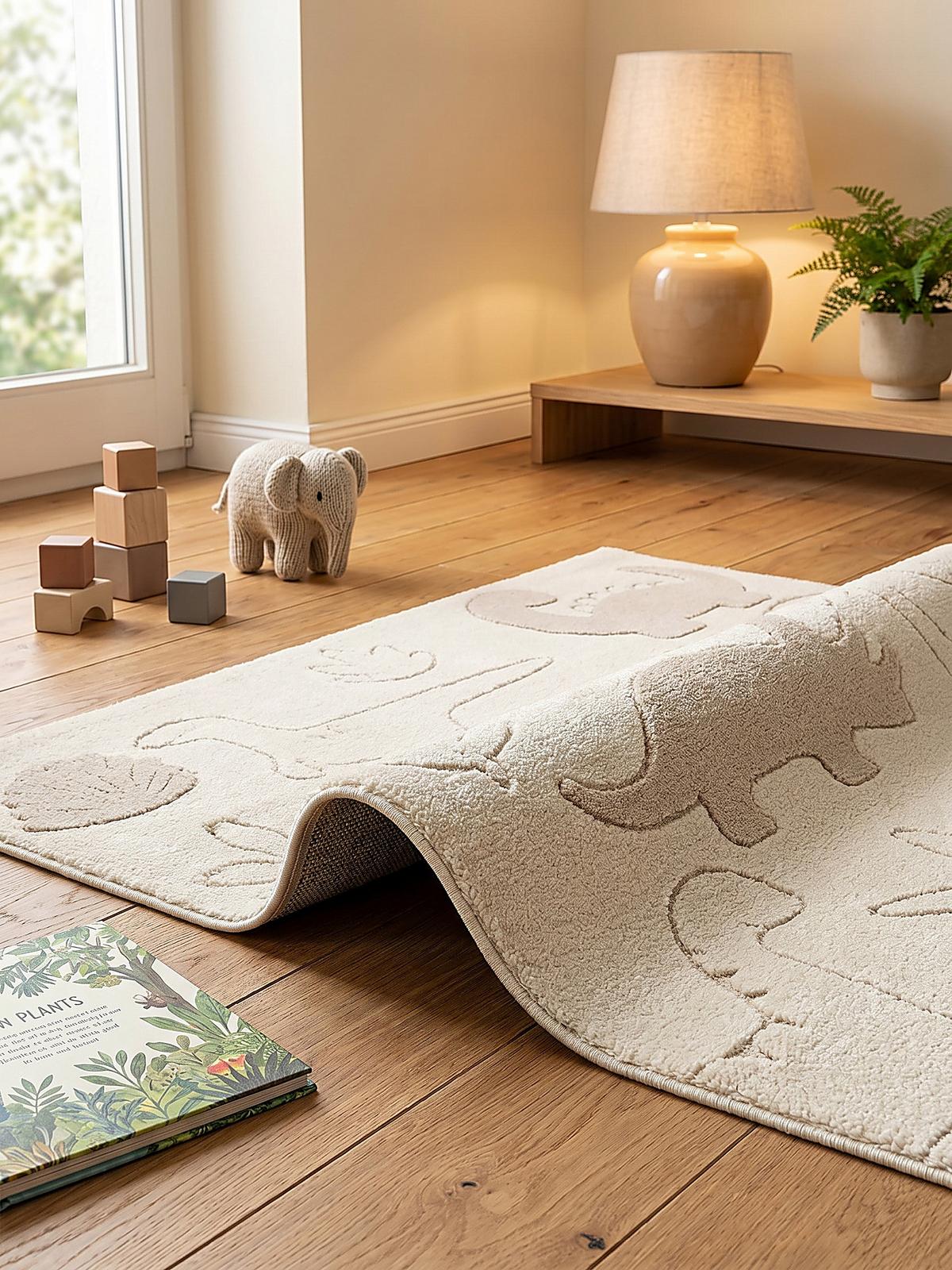 KINDERTEPPICH Kurzflor Dinosaurier CANAZEI Polypropylen Creme 120 x 160 cm - Beige, Textil (120/160cm) - KADIMA DESIGN