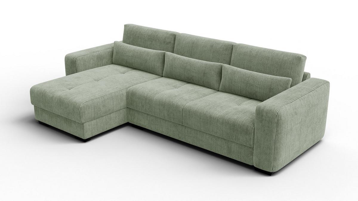 ECKSOFA OLI 4-Sitzer links, salbeigrün - Salbeigrün, Holz/Textil (295/172cm) - Wozimo