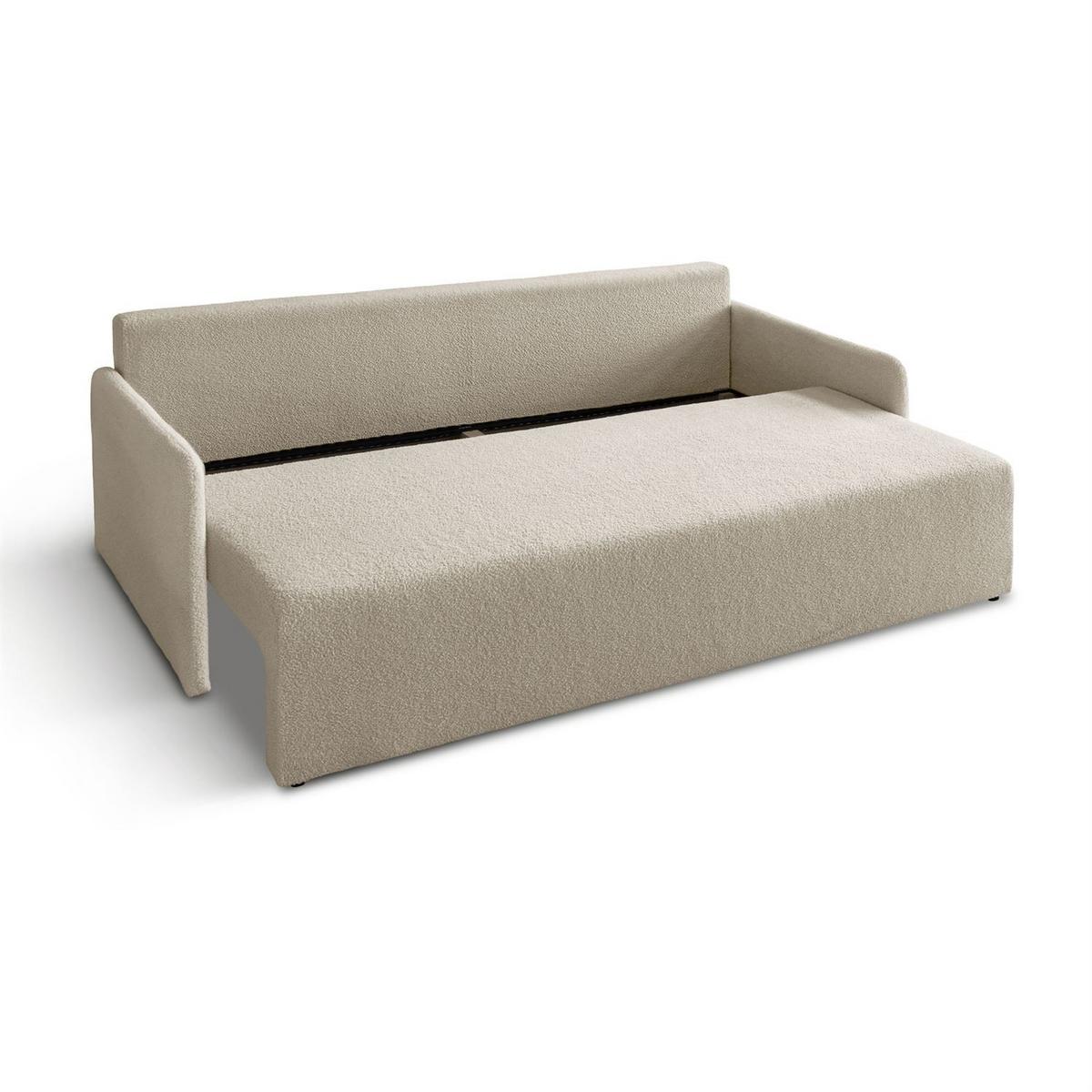SCHLAFSOFA CUDDLE mit Schlaffunktion und Bettkasten, Quelle 03 - Creme, Textil (207/90/90cm) - Lookway
