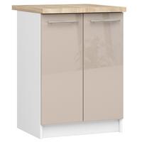 UNTERSCHRANK Weiß, Cappuccino Glanz 85/60/46 - Weiß/Cappuccino, Holzwerkstoff (60/85/46cm) - RAUMHIRSCH FURNITURE
