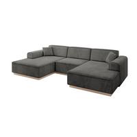 WOHNLANDSCHAFT IREA-U1 - 301x165x80 cm Ecru - Anthrazit, Holzwerkstoff/Textil (301/80/165cm) - ALTDECOR