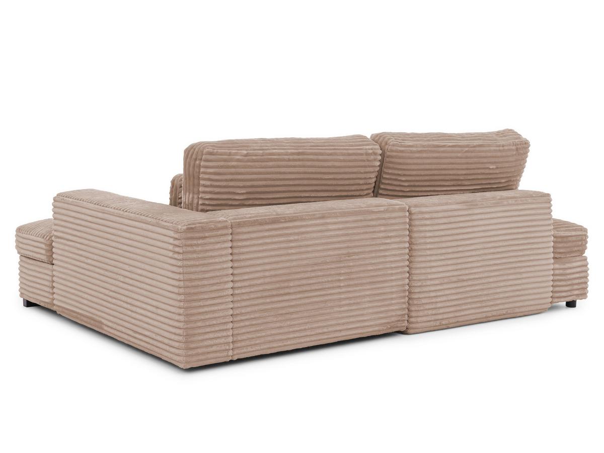 ECKSOFA Wolke mit tiefer Sitzfläche, Schlaffunktion und praktischem Bettkasten aus weichem Beige Cordstoff - Schwarz/Cappuccino, Holz/Kunststoff (225/162cm) - S-Style