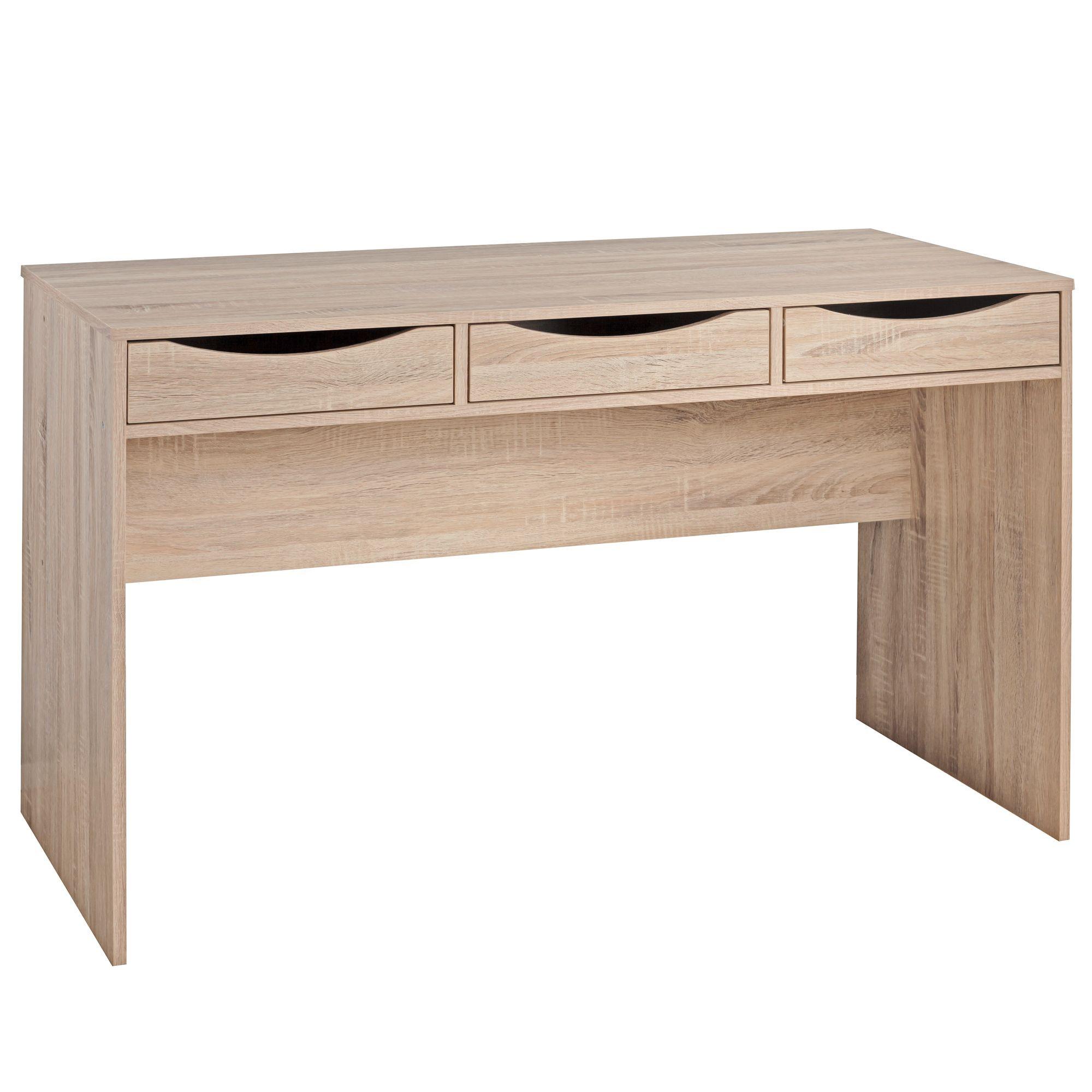 SCHREIBTISCH – Sonoma Eiche, 120 cm, 3 Schubladen, kompakt, modern - Beige, Holz/Holzwerkstoff (120/55/75cm) - KADIMA DESIGN