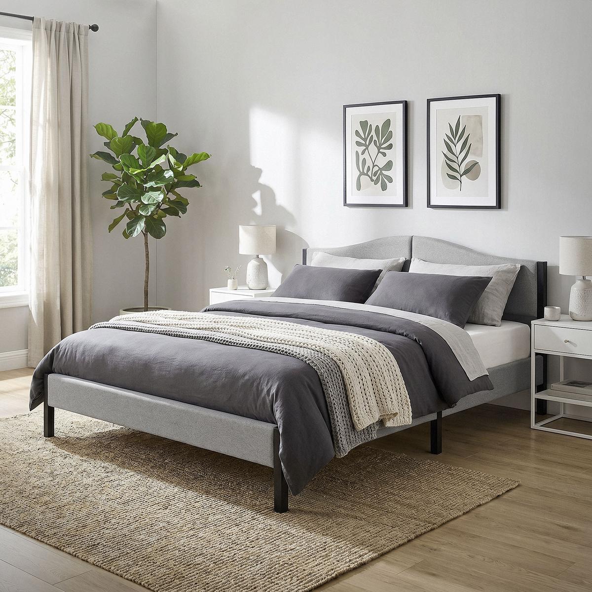 POLSTERBETT 160x200 cm Grau mit Lattenrost und Leinenstoff - Grau, Holzwerkstoff/Textil (160/200cm) - ML-DESIGN
