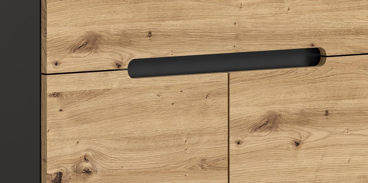 SCHUHBANK Eiche Artisan und grau 80 cm mit Soft-Close - Schwarz/Eiche Artisan, Holzwerkstoff/Kunststoff (80/45/37cm)