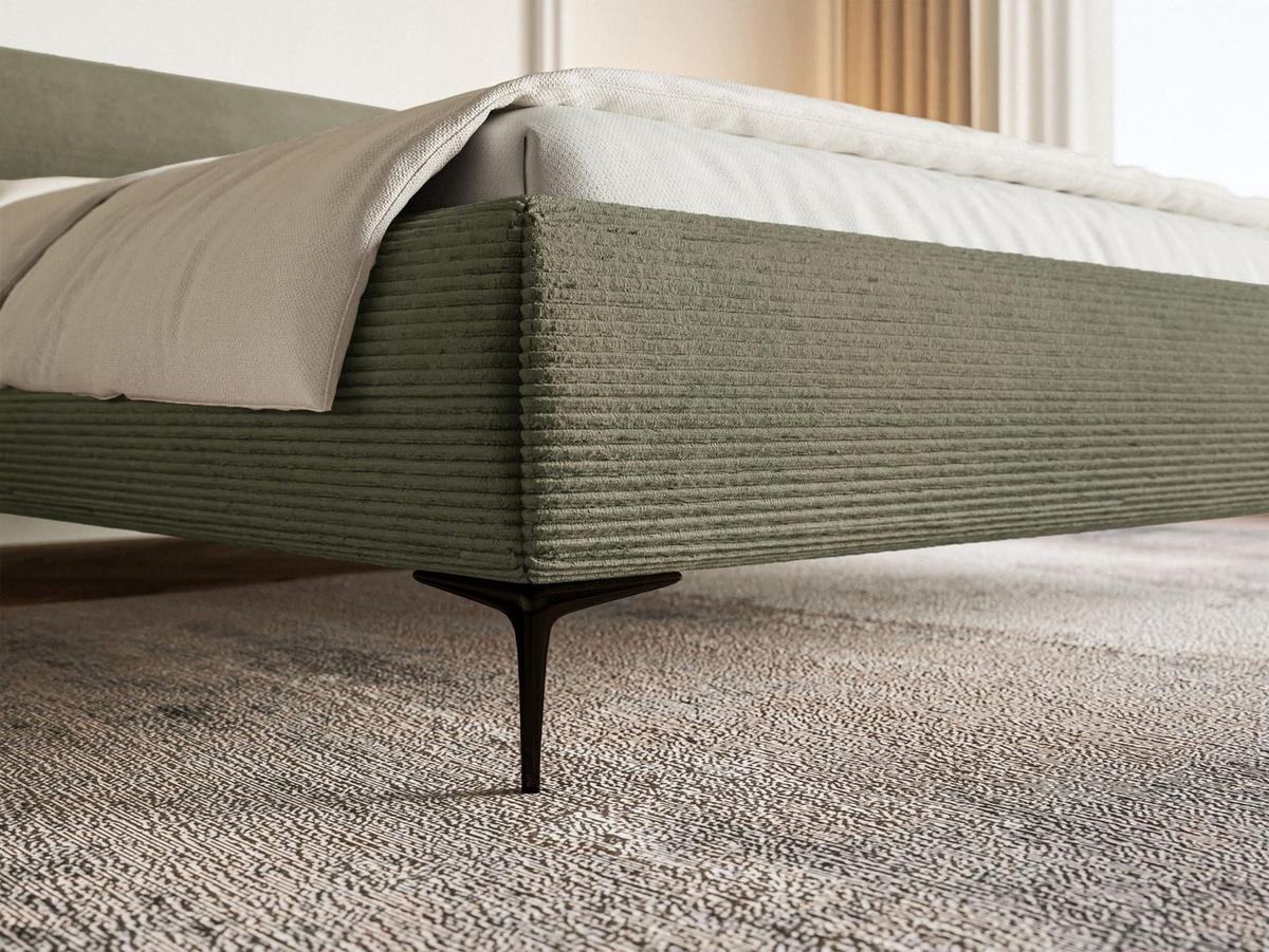 POLSTERBETT Roule Cord Olivgrün 160x200 cm - Schwarz/Olivgrün, Textil/Metall (140/200cm) - Selsey