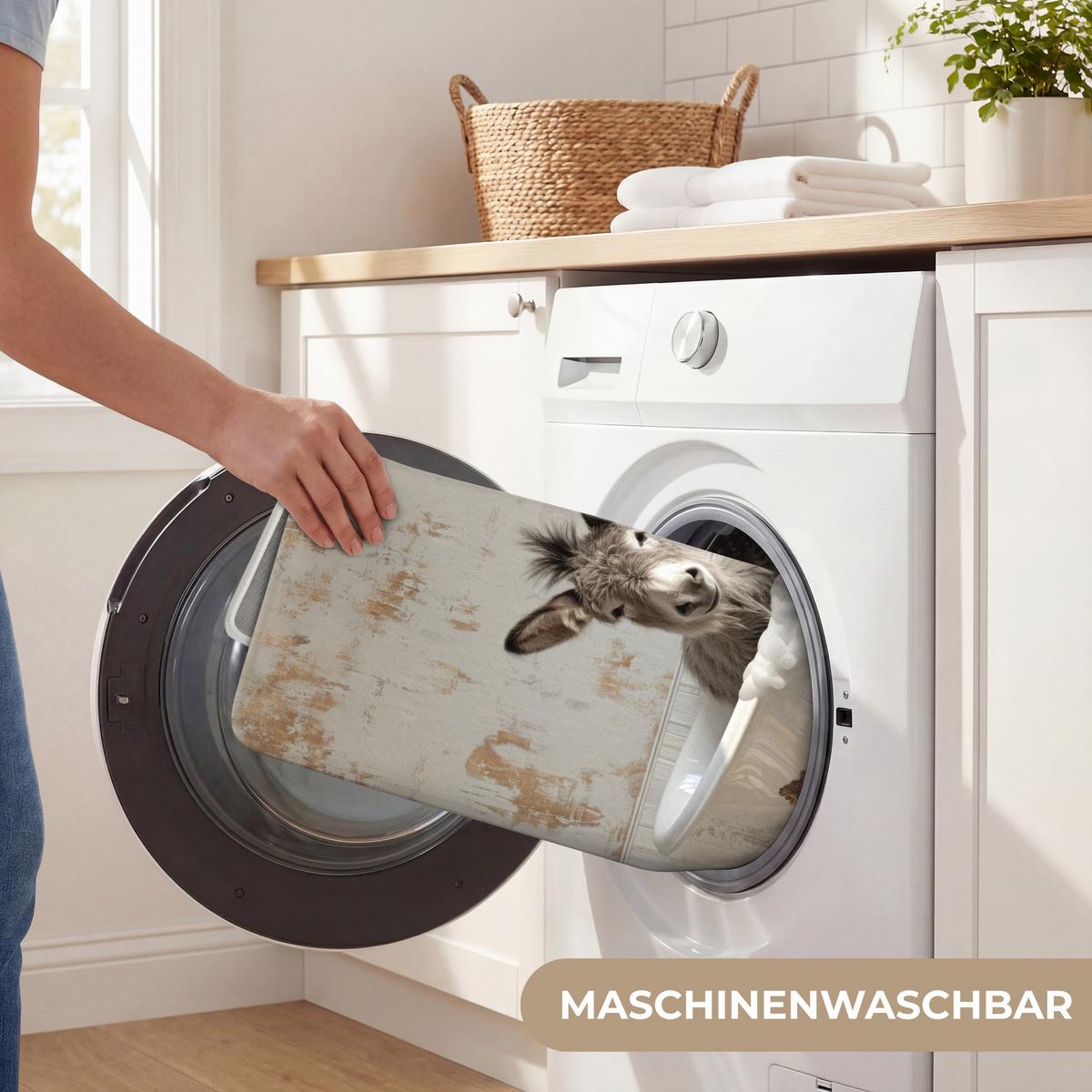 WC-VORLEGER Esel - Tiere - Badewanne - Schaumstoff WC Teppich 50x80 cm - Creme, Textil (50/1cm) - OnlyWow