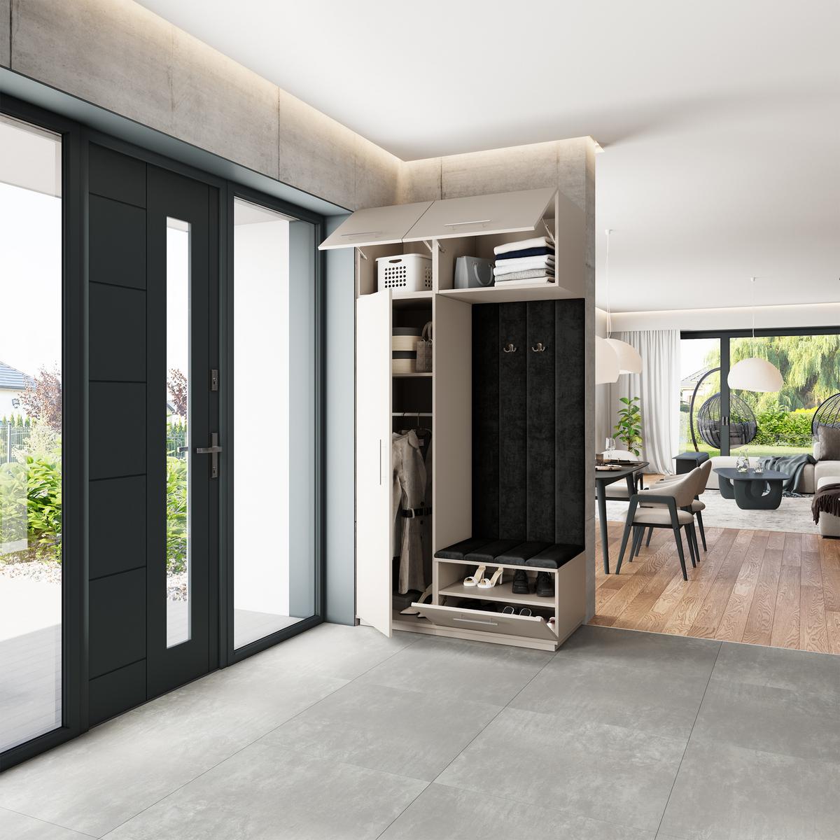 GARDEROBENSCHRANK REMA 120/240/60 cm Modern Kaschmir - Kaschmir/Schwarz, Holzwerkstoff (120/240/60cm) - MASSENO