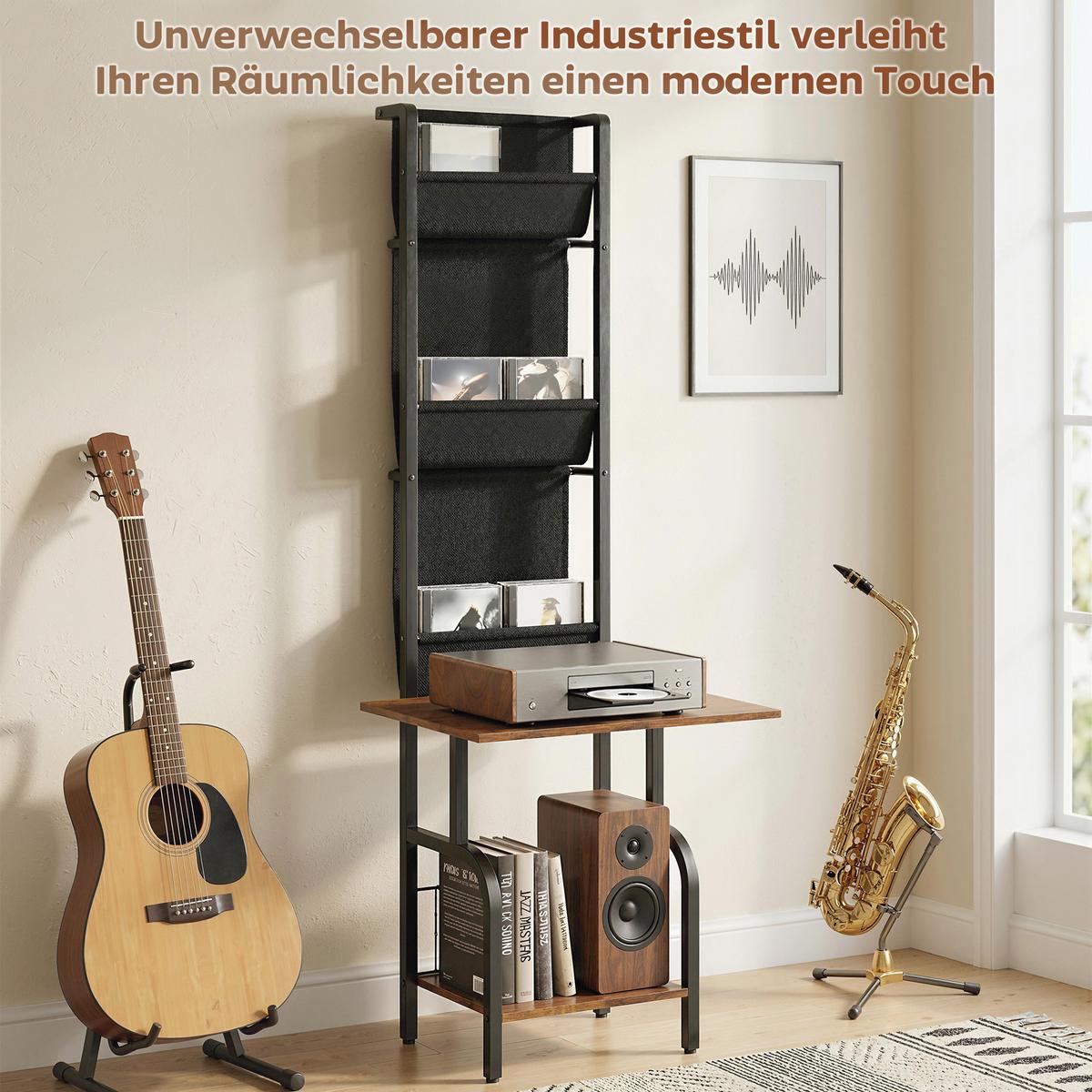 CD-REGAL Stahl Spanplatte Rustikal-Braun - Braun, Holzwerkstoff (48.5/144/50cm) - HOMCOM