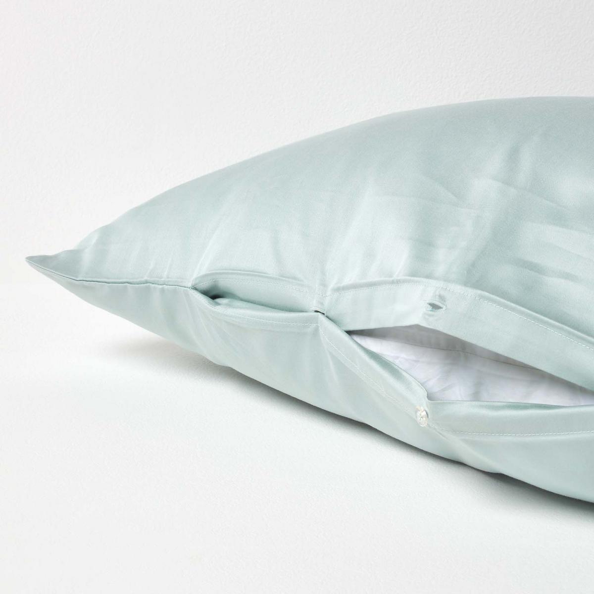 BIO-KISSENBEZUG für V-Form-Kissen, Satin, Fadendichte 400 - Hellblau, Textil (38/76cm) - Homescapes