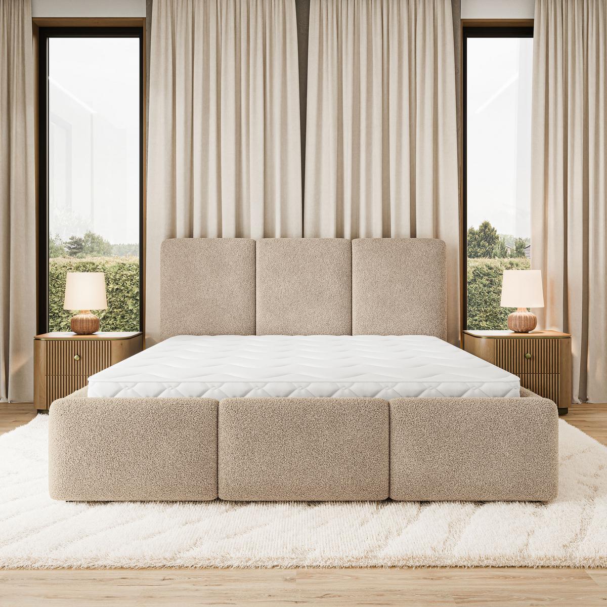 POLSTERBETT MORENA Q 160x200 cm mit Bettkästen - Beige - Beige, Holz (160/200cm) - MASSENO