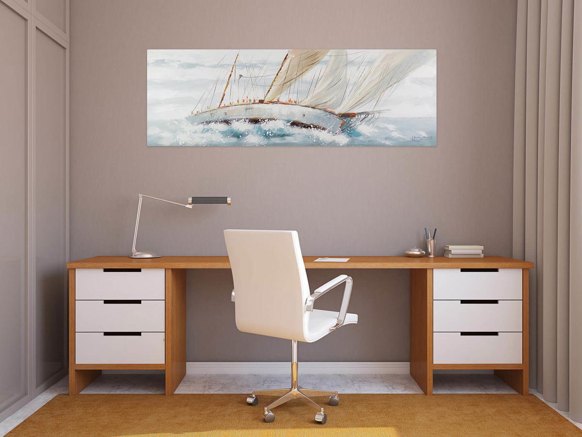 ÖLGEMÄLDE 150/50 cm - Weiß, Holz/Textil (150/50cm) - KUNSTLOFT