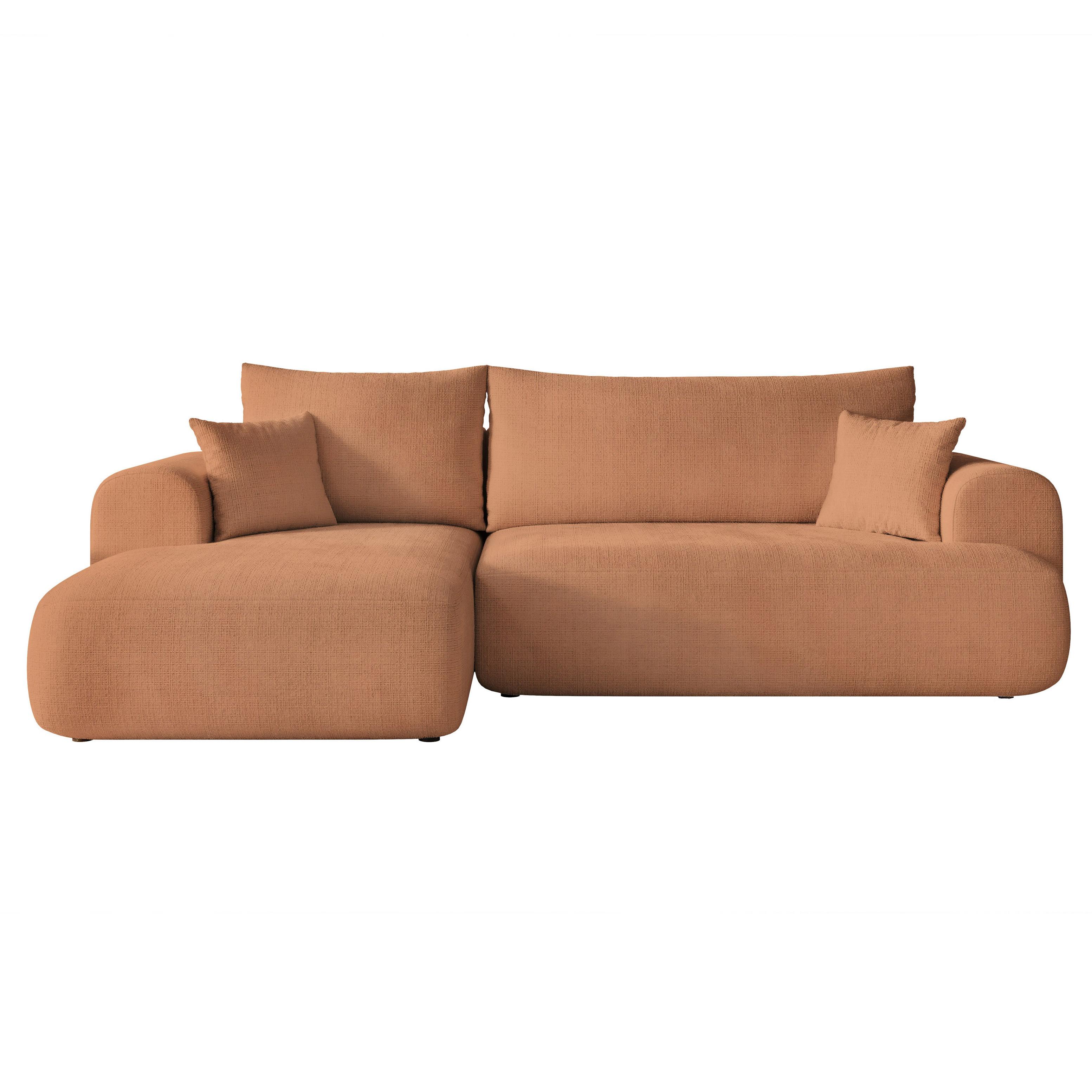 ECKSOFA BLOOM Links mit Schlaffunktion und Bettkasten Orange - Orange, Kunststoff/Textil (263/150cm) - Idohome