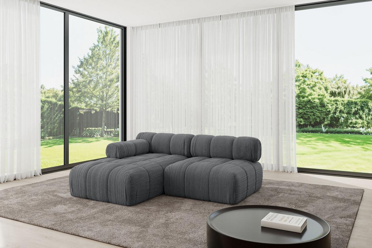 ECKSOFA modulares Sofa Razon-L1 - 190x160x70 cm Dunkelgrau Cord - Dunkelgrau, Holzwerkstoff/Textil (190/160cm) - ALTDECOR