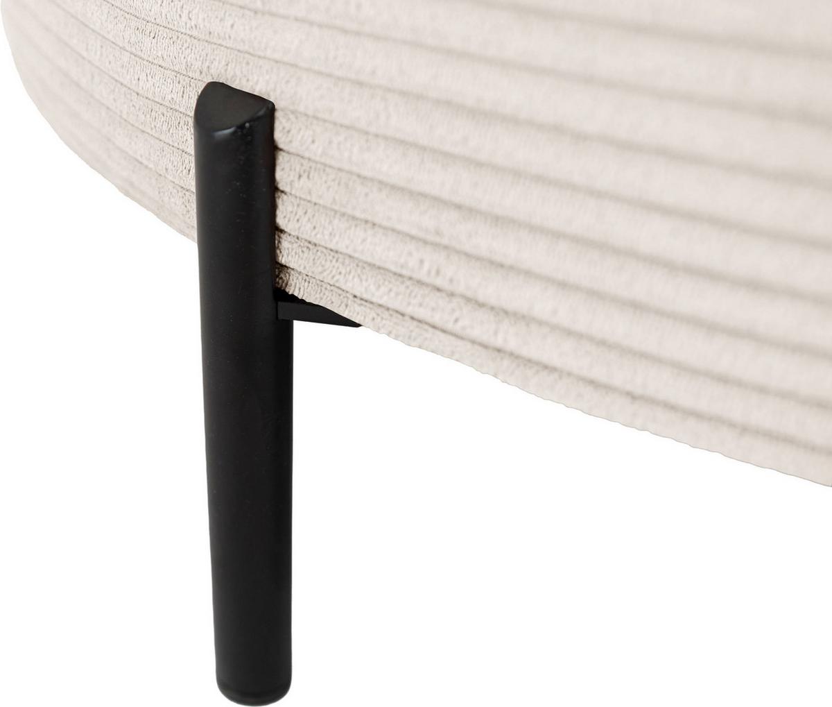 ECKSOFA Hana Loft 3-Sitzer Ecke Rechts, Cordstoff Chenille, Creme 241/80/168 cm - Creme/Schwarz, Textil/Metall (168/241cm) - WFL GROUP