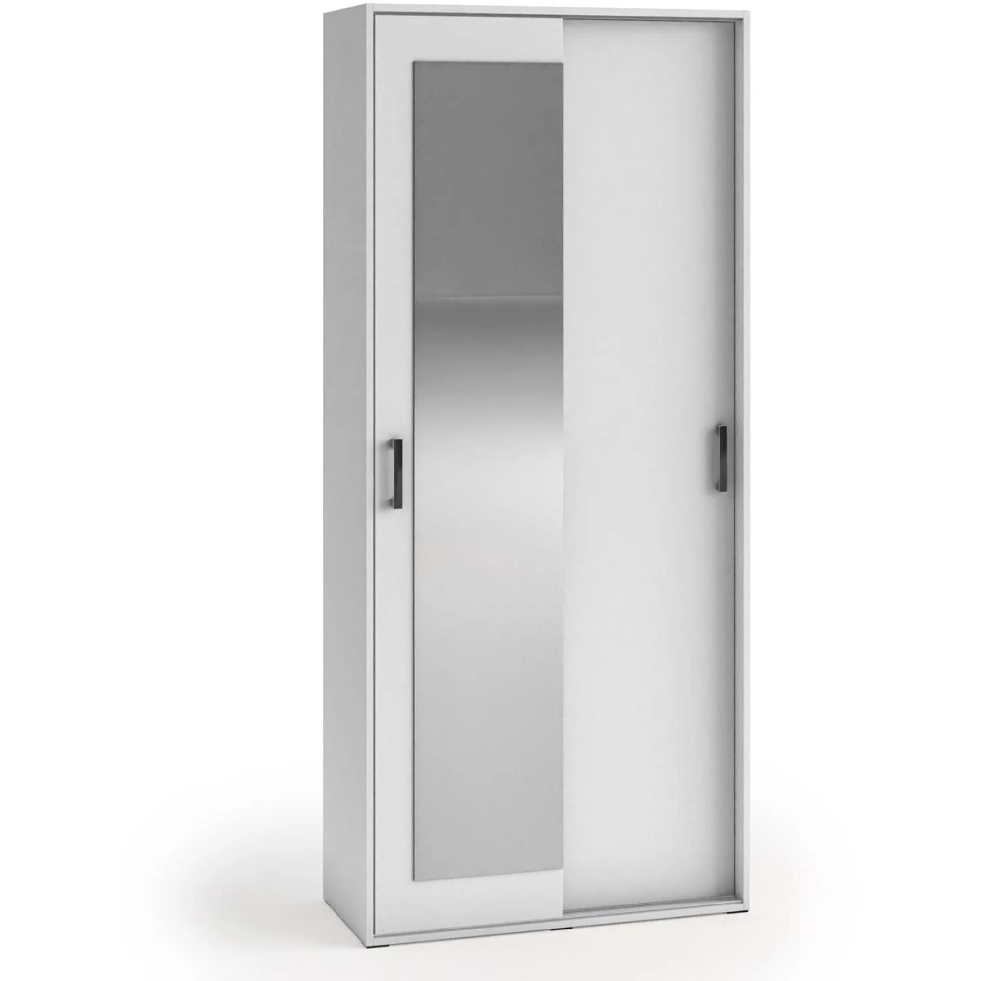 SCHWEBETÜRENSCHRANK Lano 90/205/40 cm 2-türig weiß - Weiß, Holzwerkstoff (90/205/40cm) - Beautysofa