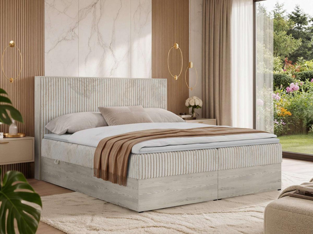BOXBETT NORDIC 200/200 - Beige Cord - Topper Visco - H3 - Beige/Schwarz, Kunststoff/Textil (200/200cm) - MKS
