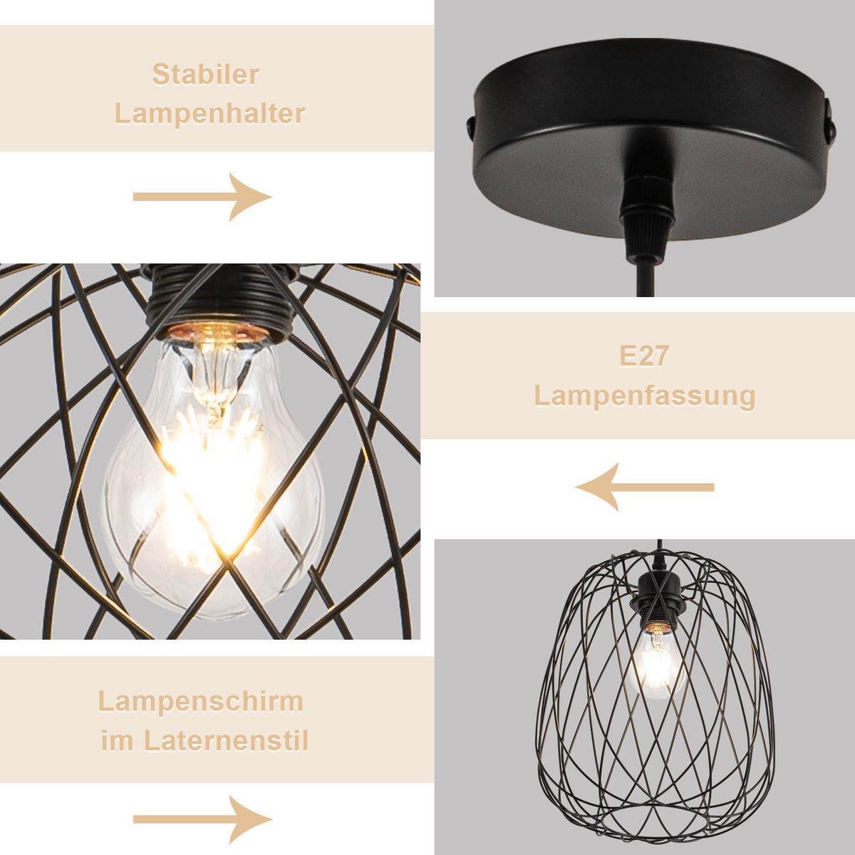 HÄNGELEUCHTE Finnu 25/25/28 cm - Schwarz, Metall (25/25/28cm) - ZMH