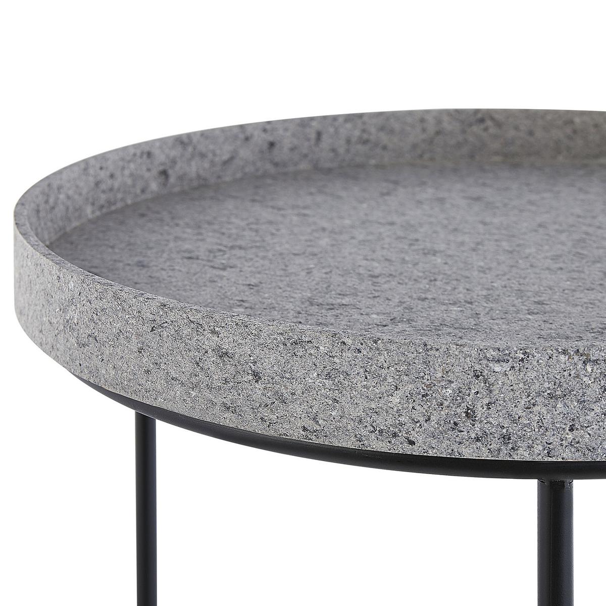 BEISTELLTISCH 3er Set Rund Schwarz, Grau, Weiß, Gelb Texon - Schwarz, Metall (36/36/42cm) - Beliani