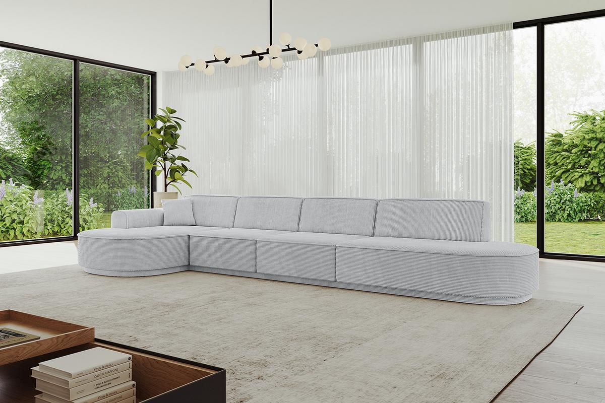 ECKSOFA Ottomane Links MARI-L3-v3 - 413x171x83 cm Grau Cord - Schwarz/Grau, Holzwerkstoff/Kunststoff (413/171cm) - ALTDECOR