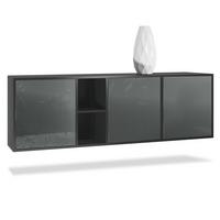 SIDEBOARD Cuba Türen in Grau Hochglanz - Grau, Holzwerkstoff (182/53/35cm) - Vladon