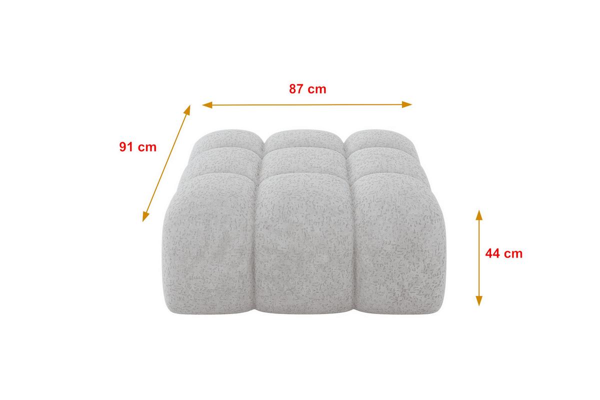 POUF OLEA-PUF 91x87x44 cm Grau Velours Modular Sitzhocker - Schwarz/Grau, Holzwerkstoff/Kunststoff (91/44/87cm) - ALTDECOR