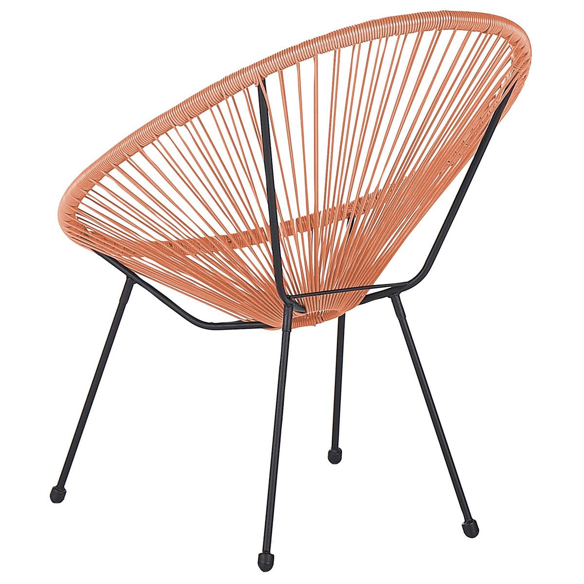 RATTANSTUHL Kunststoff orange 70 cm Acapulco II - Schwarz/Orange, Kunststoff (70/87/90cm) - Beliani