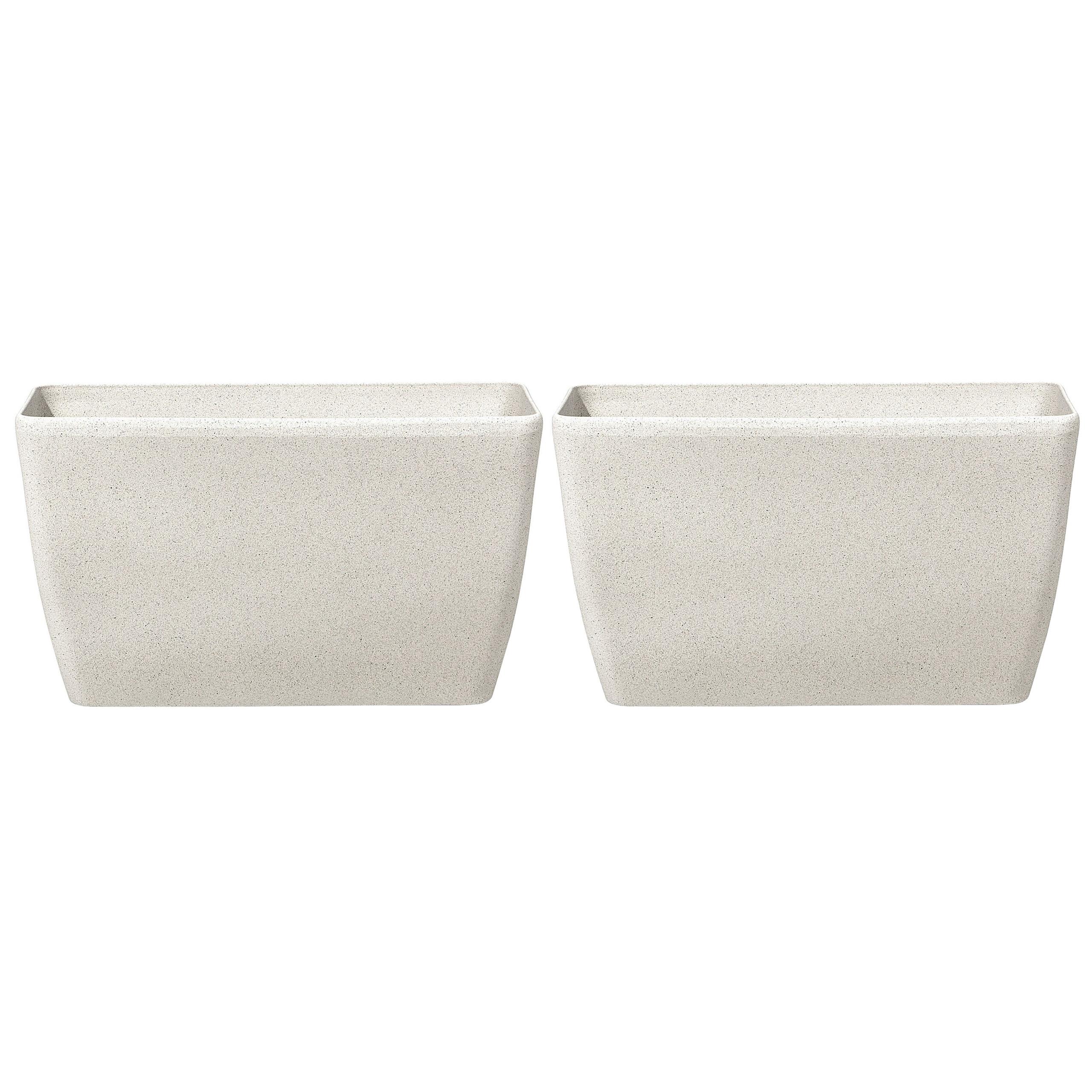 BLUMENTOPF 2er-Set hellbeige rechteckig 74/32/45 cm Baris - Beige, Stein (45cm) - Beliani