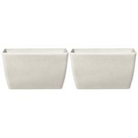 BLUMENTOPF 2er-Set hellbeige rechteckig 74/32/45 cm Baris - Beige, Stein (45cm) - Beliani