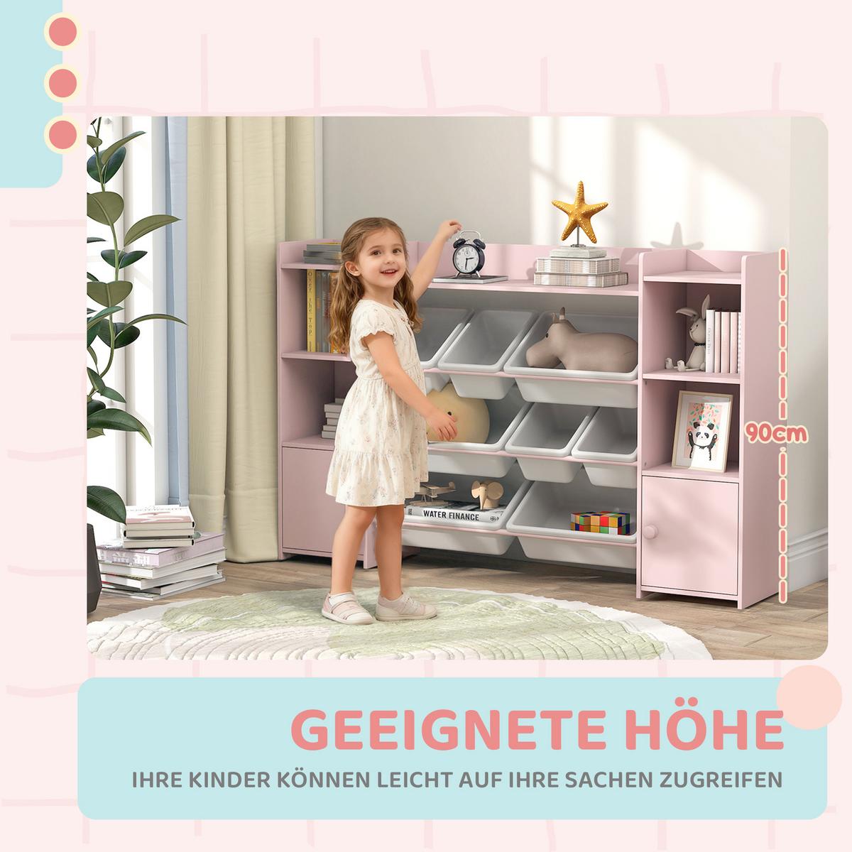 KINDERREGAL MDF Stahl Rosa - Rosa/Weiß, Holzwerkstoff/Kunststoff (30/90/140cm) - AIYAPLAY