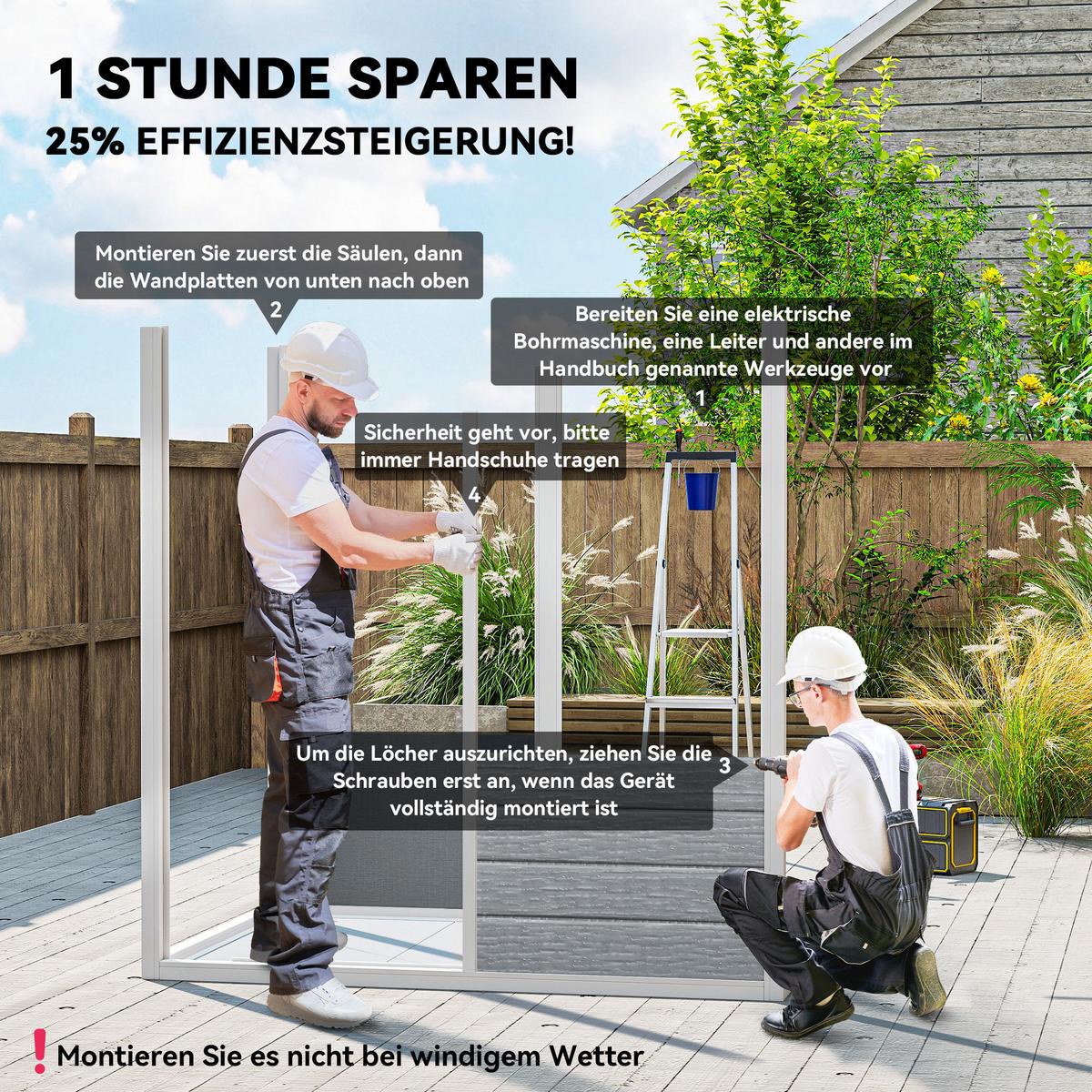 GERÄTEHAUS Kunststoff Aluminium Grau - Grau, Kunststoff (121/200/182cm) - Outsunny