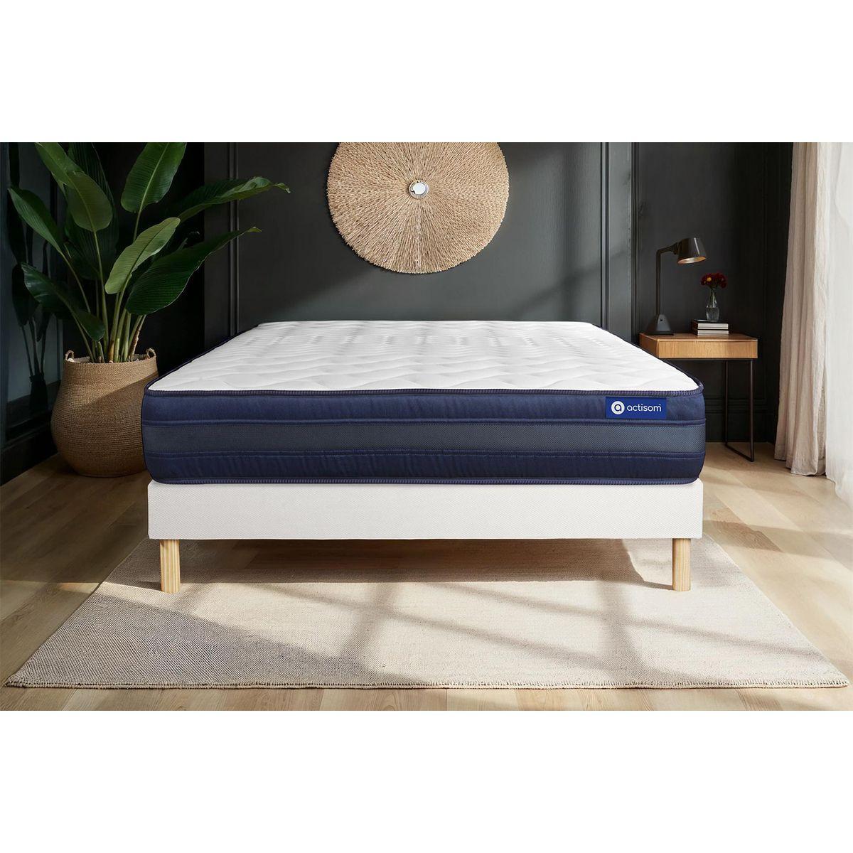 BETT Actimemo tech Memory-Schaum 140 x 200 cm h4 - Kit Bettgestell Weiß - Beige/Weiß, Karton/Holz (140/200cm) - ACTISOM