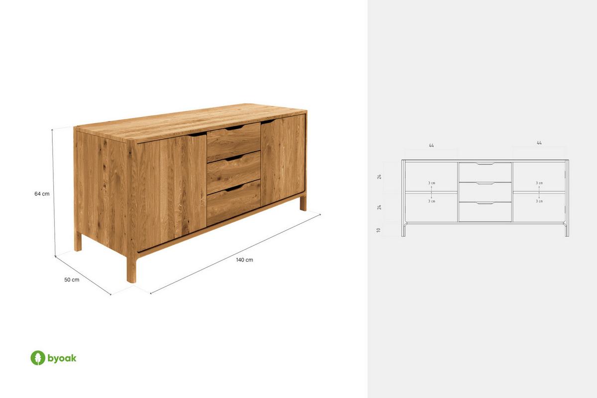 KOMMODE PAUL Kernbuche - Kernbuche, Holz (140/64/50cm) - byoak