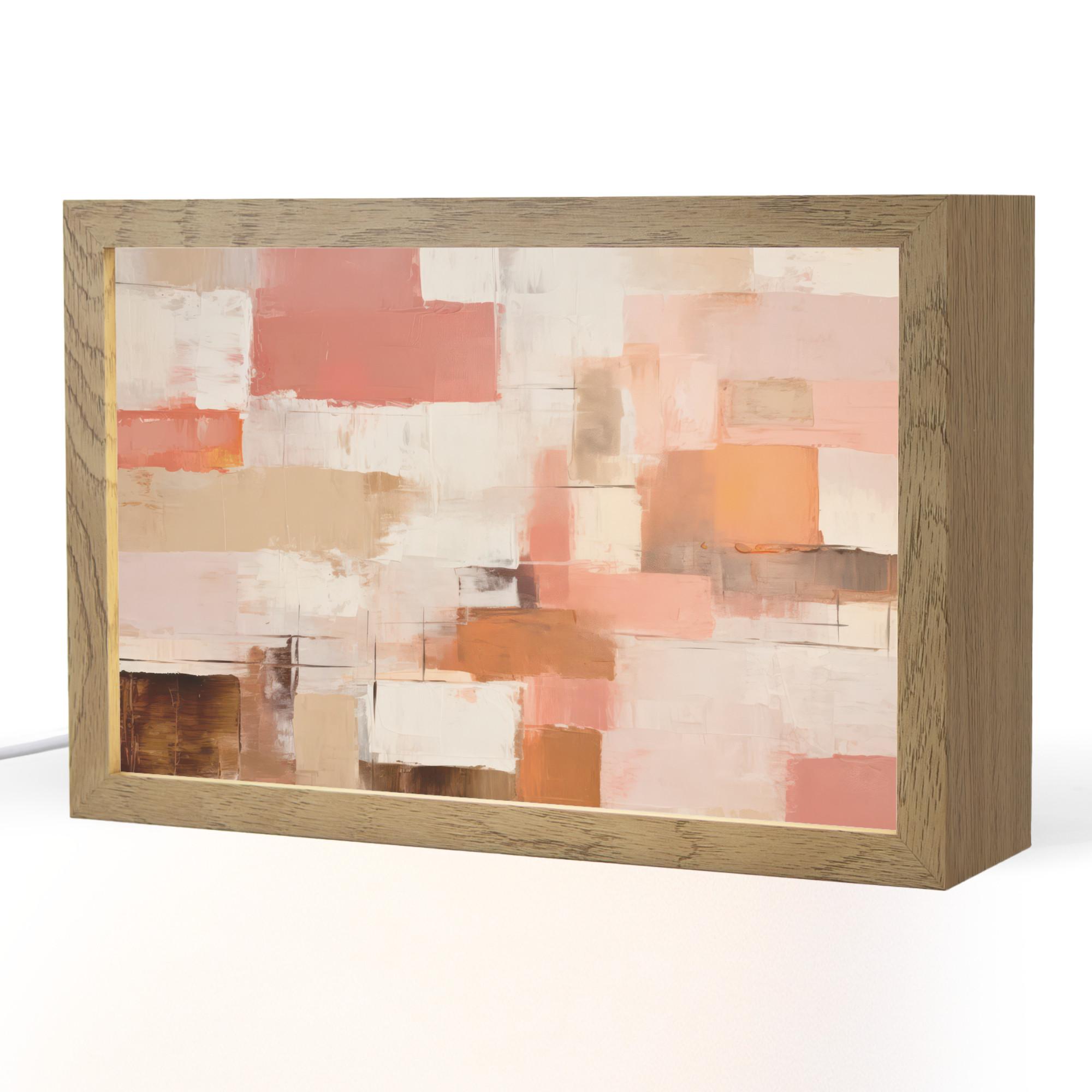 TISCHLEUCHTE Kunst - Rosa - Abstrakt 30x20 cm - Blaugrau, Holzwerkstoff (8/30/20cm) - OnlyWow