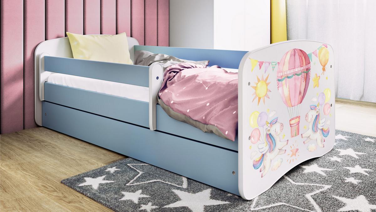 KINDERBETT Ballon mit Schublade 140/70 80/61/144 - Blau, Holzwerkstoff (70/140cm) - RAUMHIRSCH FURNITURE