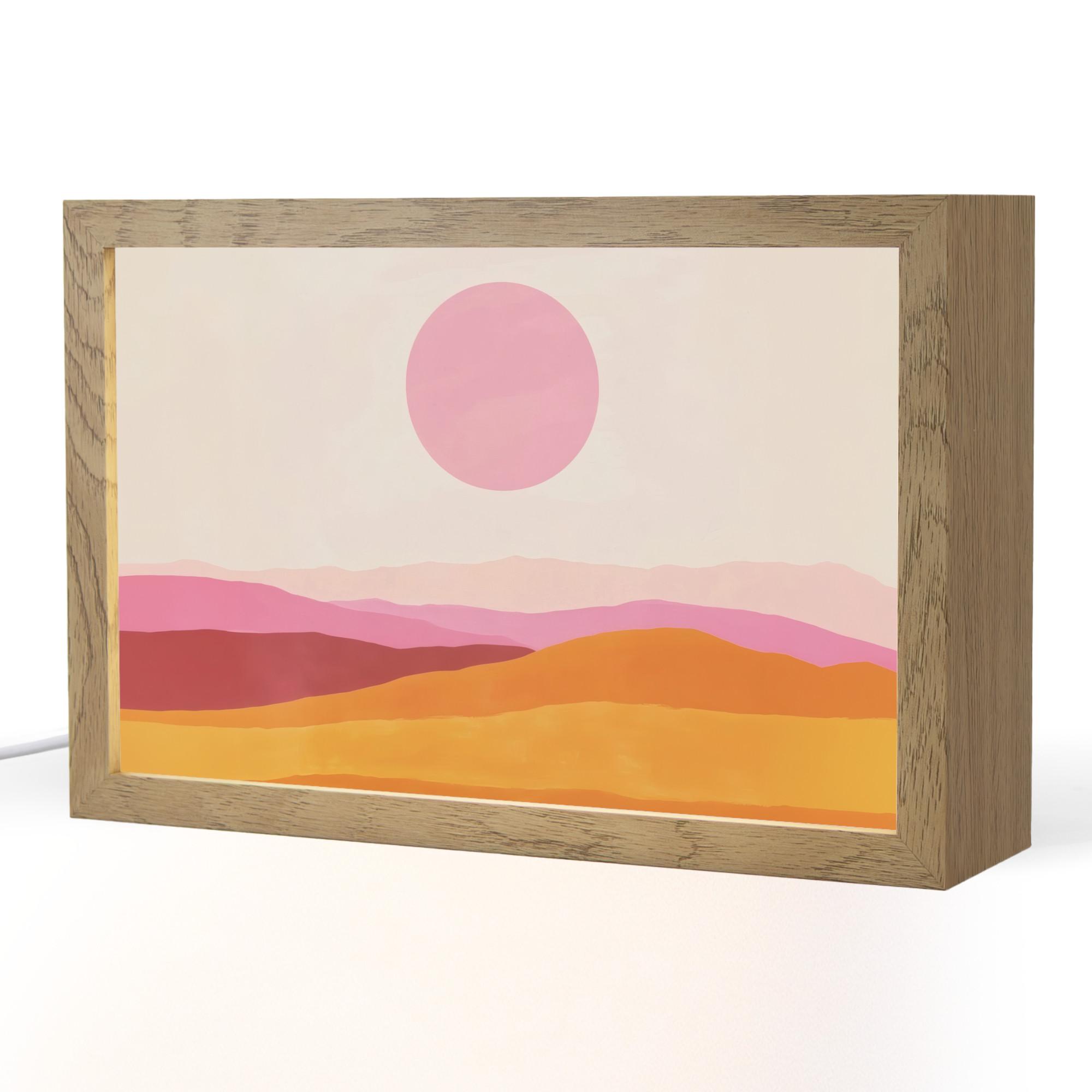 TISCHLEUCHTE Hügel - Orange - Sonne - Abstrakt 30x20 cm - Chromfarben, Holzwerkstoff (8/30/20cm) - OnlyWow